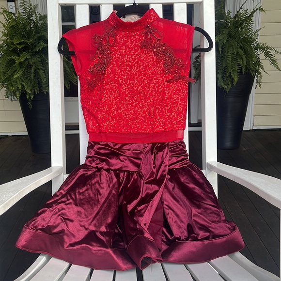 Weissman Other - ☀️Weissman Dance Costume Red & Burgundy Sequin Dress SA Small Adult